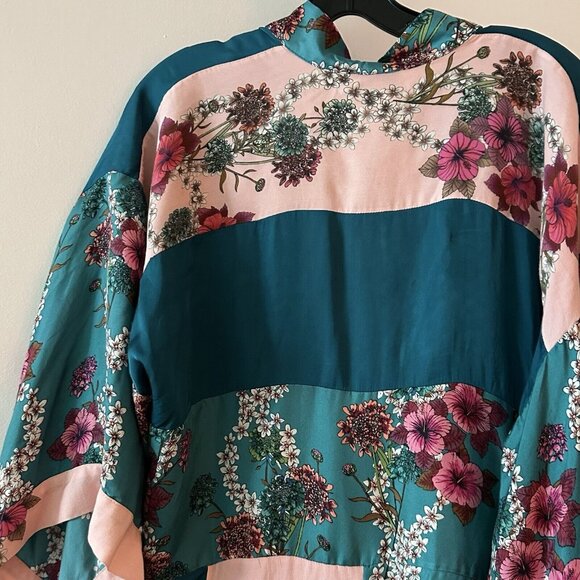 Sandro Kimono Jacket Color Printed Blocked Floral Size 36 - Picture 11 of 12